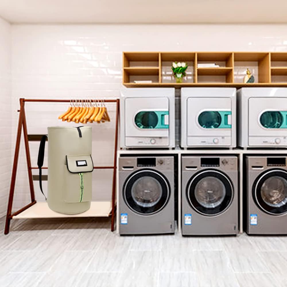 laundry bag backpack,extra-large heavy duty laundry bags,laundry backpack for college students,drawstring closure (Khaki laundry bag)