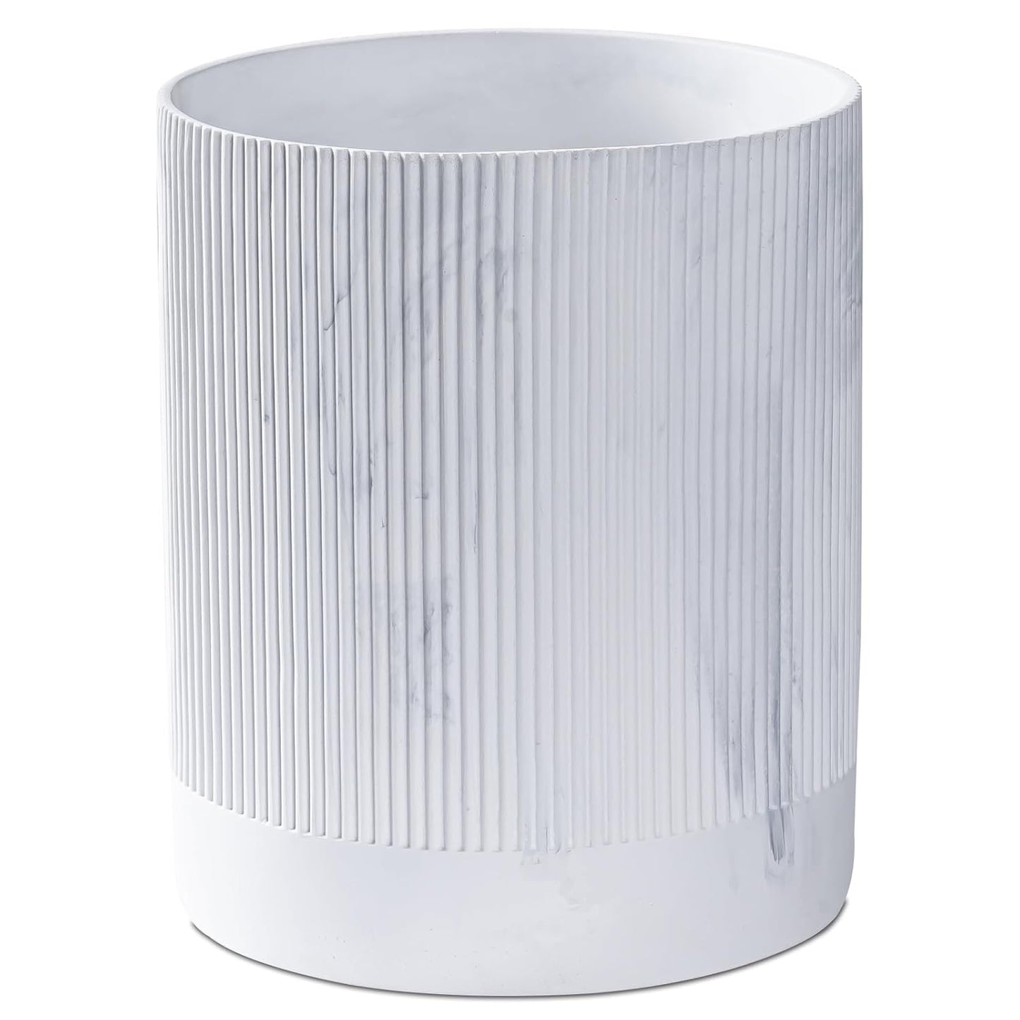 Polytree White Marble Stripe Wastebasket,Round Bathroom Trash Can 2.5 Gallon(9 Liter) Small Kitchen Garbage Can,Living Room Bedroom Trash Can, Decor Wastebasket for Home Office Marble Stripe