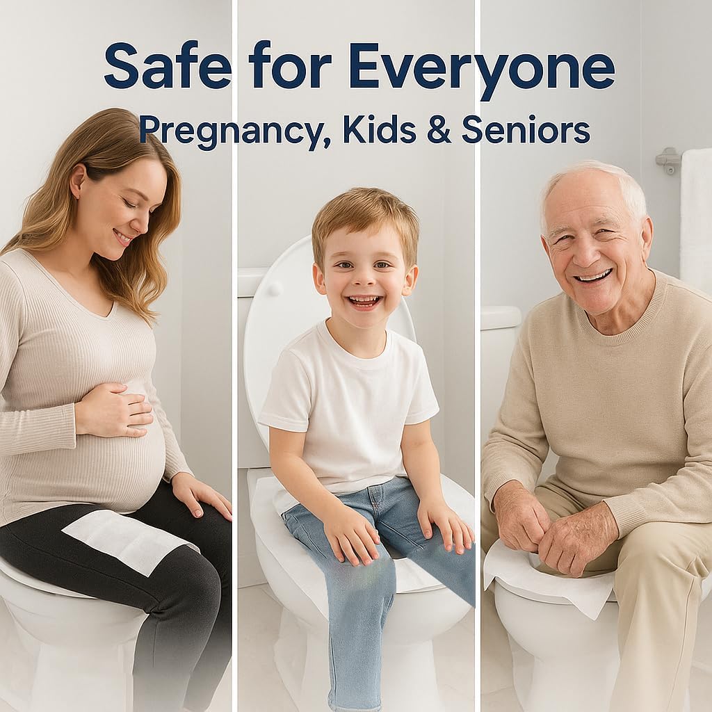 Individually Wrapped XXL Toilet Seat Covers Disposable Flushable for Travel (30 Pack), Full Coverage Paper Liners for Kids & Adults