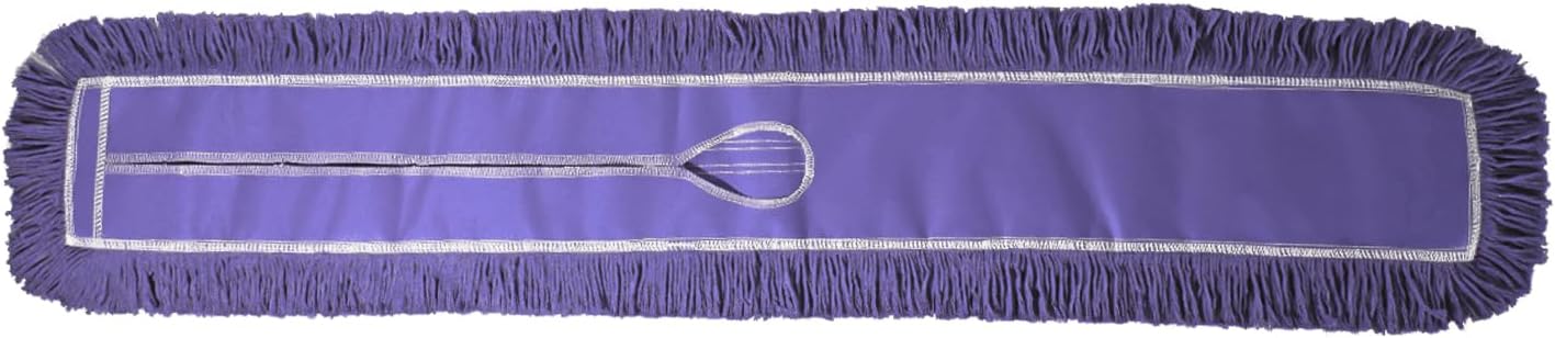 Commercial Dust Mop Replacement Head – 48 x 5 in. Cotton Nylon Reusable Mop Head – Industrial Dust Mop Refill for Floor Cleaning & Janitorial Supplies, Purple