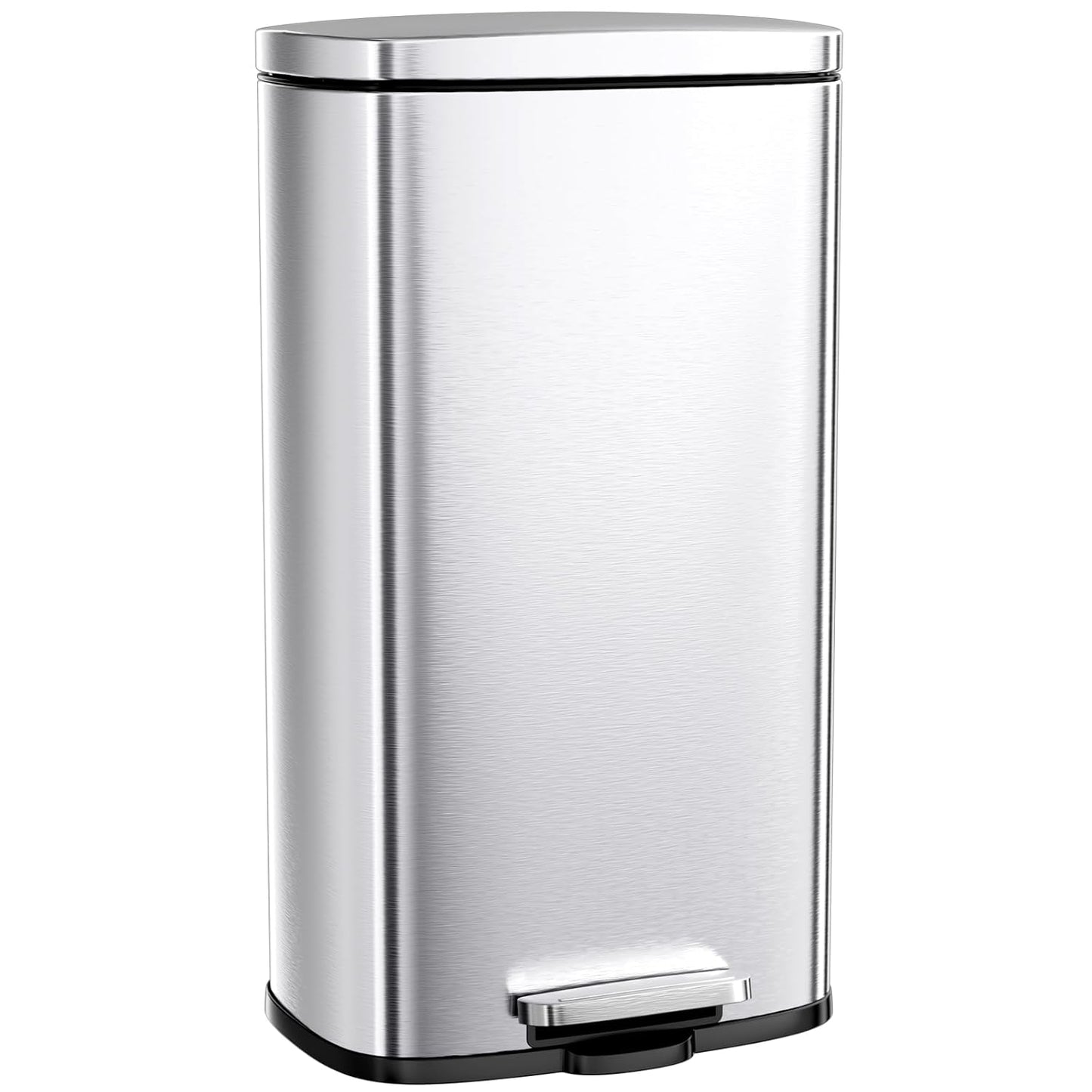 Arlopu 13.2 Gallon Step Trash Can, Stainless Steel Garbage Bin, Soft-Close Rubbish Bin with Removable Plastic Inner Bucket, Fingerprint-Proof, Lid Dustbin, Suit for Kitchen Home (Silver, 50L)