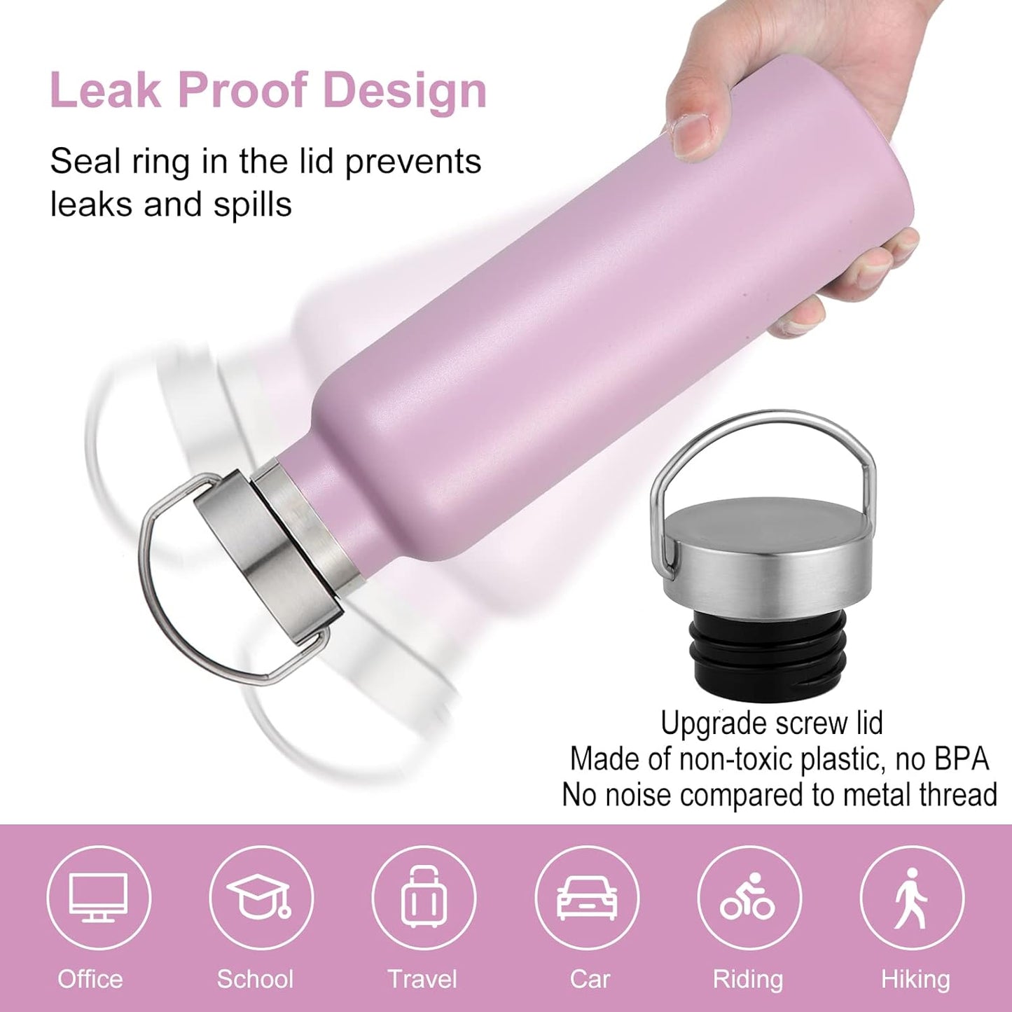 Neihepal 20 oz Insulated Water Bottles Bulk 8 Pack,Stainless Steel Double Wall Sport Bottle with Lid of Handle,Metal Reusable Flask for School,Cyclists,Hikers,Gift (Mix,Set of 8)