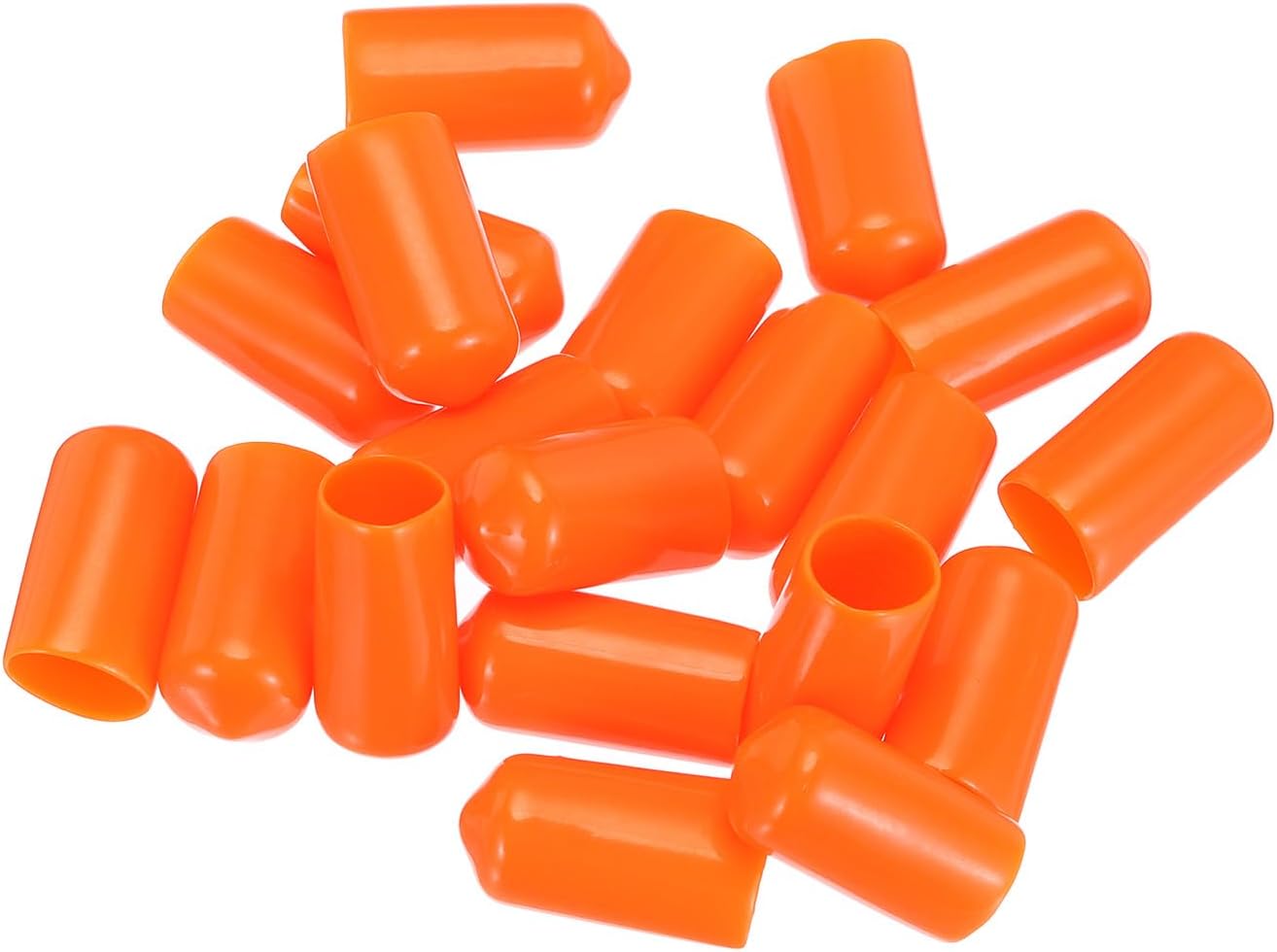 uxcell 20pcs Rubber End Caps 10mm(3/8") ID Vinyl PVC Round Tube Bolt Cap Cover Screw Thread Protectors,Orange