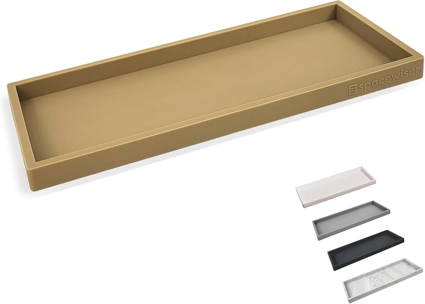 Countertop and Vanity Tray - 11.7" Silicone Bathroom Tray, Flexible Dish Soap Holder for Kitchen, Bathroom Counter Organizer, Shower Toilet Tank Trays Décor Accessories, Sink Makeup Mat Oil