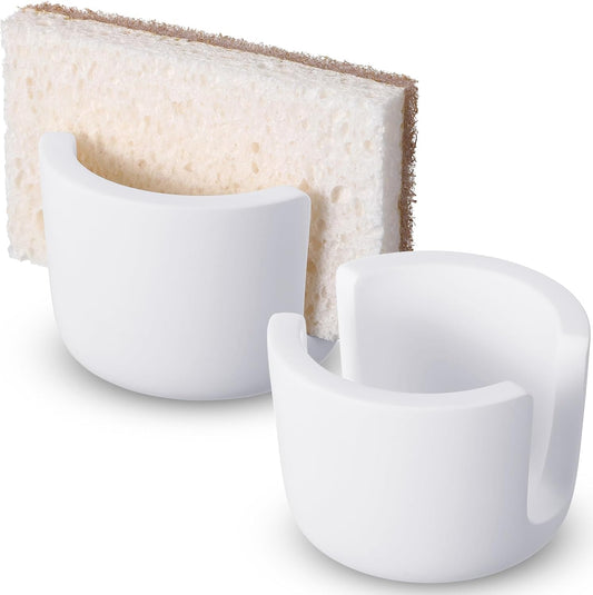 Geelin 2 Pack Diatomite Stone Sponge Holder for Kitchen Sink Absorbent Sponge Drying Rack Dish Organizer Kitchen Accessories Sink Tray(White)