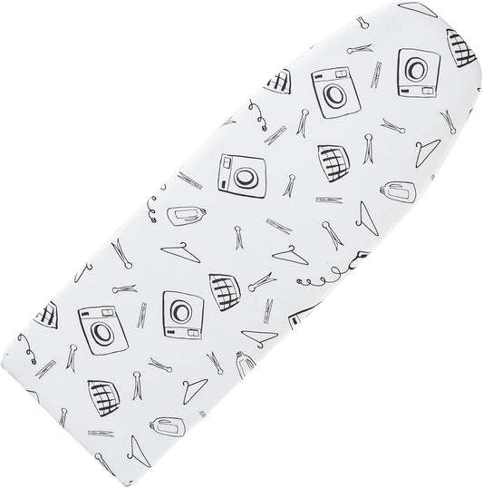 Seiritex Over The Door Ironing Board Cover 14 x 42 inch, Thick Padding and Heat Reflective with Hook and Loop Fasteners, 3 Layers Iron Board Cover (White)