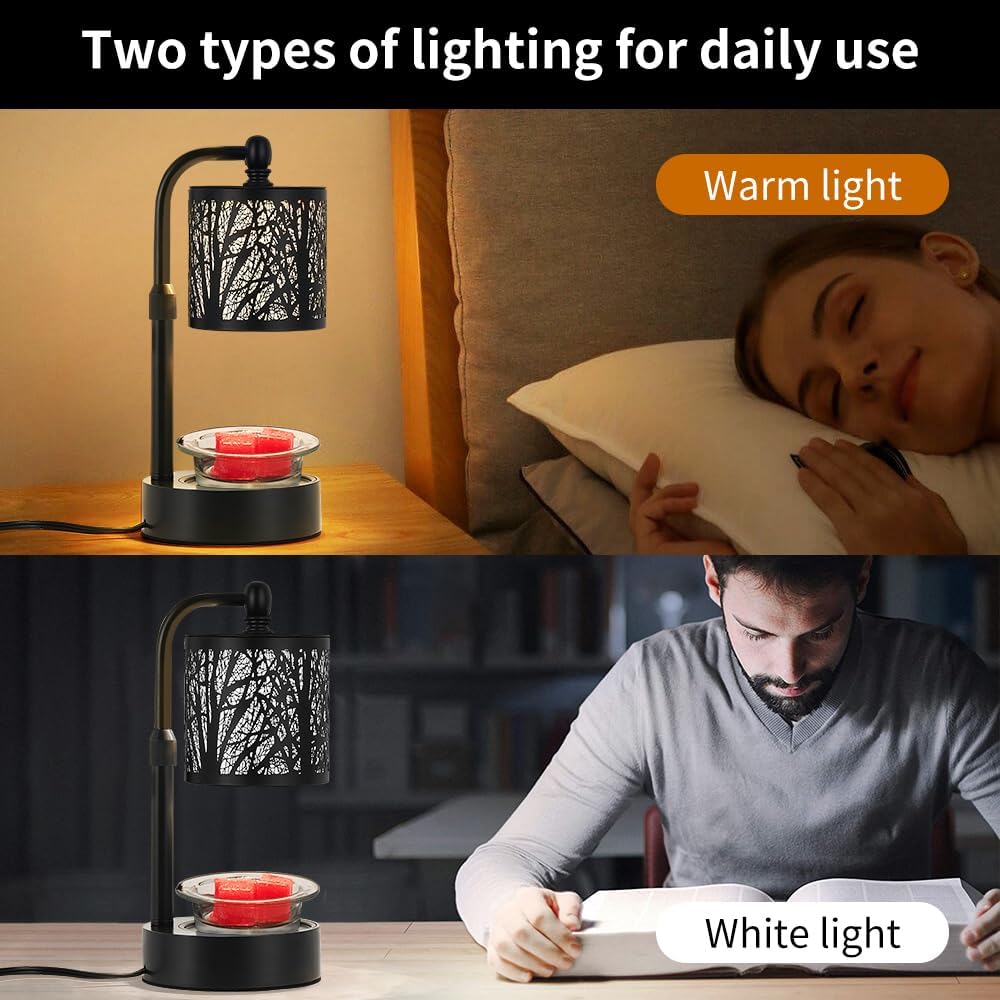 Tree ﻿Candle Warmer Lamp, LED Colors Changing Candle Warmer with Adjustable Height, Timer, Bedroom Living Room Home Decor Wax Melting Warmer for Jar Candles (Black)