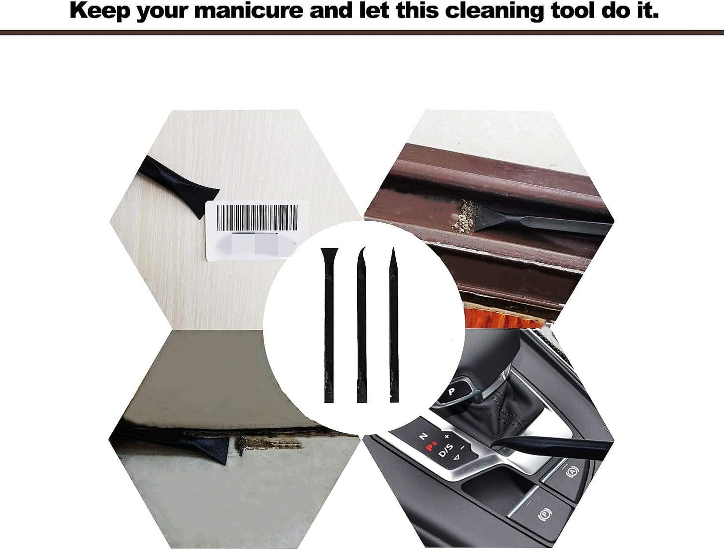 Plastic Scraper Multi-Purpose Scraper Non-Scratch Cleaning Tool Easy to Clean Small and Narrow Spaces and Gaps, Perfect to Remove Stickers, Labels, Oil Stains, Food, Dirt, Etc 3-Pcs