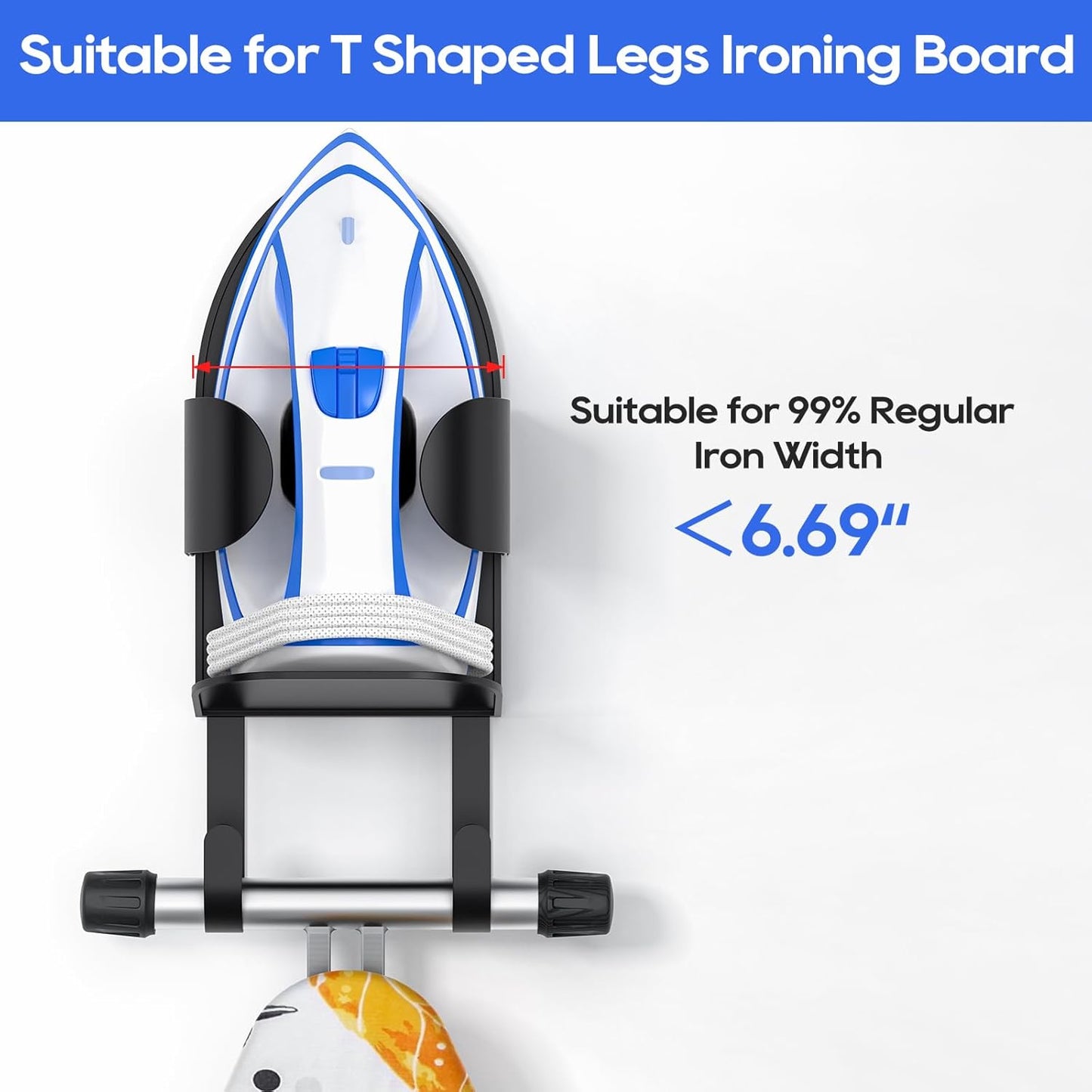 ORLESS Metal Large Ironing Board Holder Wall Mount, Ironing Board Hanger, Iron Board Holder, Iron Board Hook Wall Mount, for Laundry Rooms (Black)