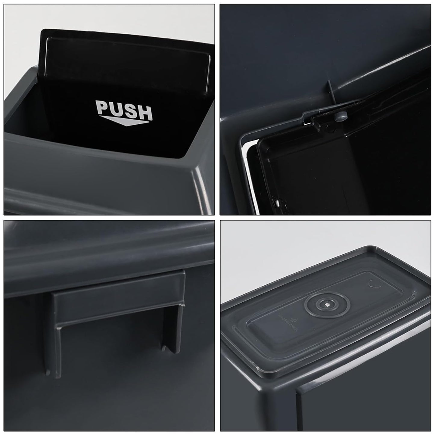 4 Packs 13 Gallon Commercial Heavy-Duty Trash/Garbage Can, Swing Lid Waste Container for Home/Garage/Kitchen/Outdoor/Driveway