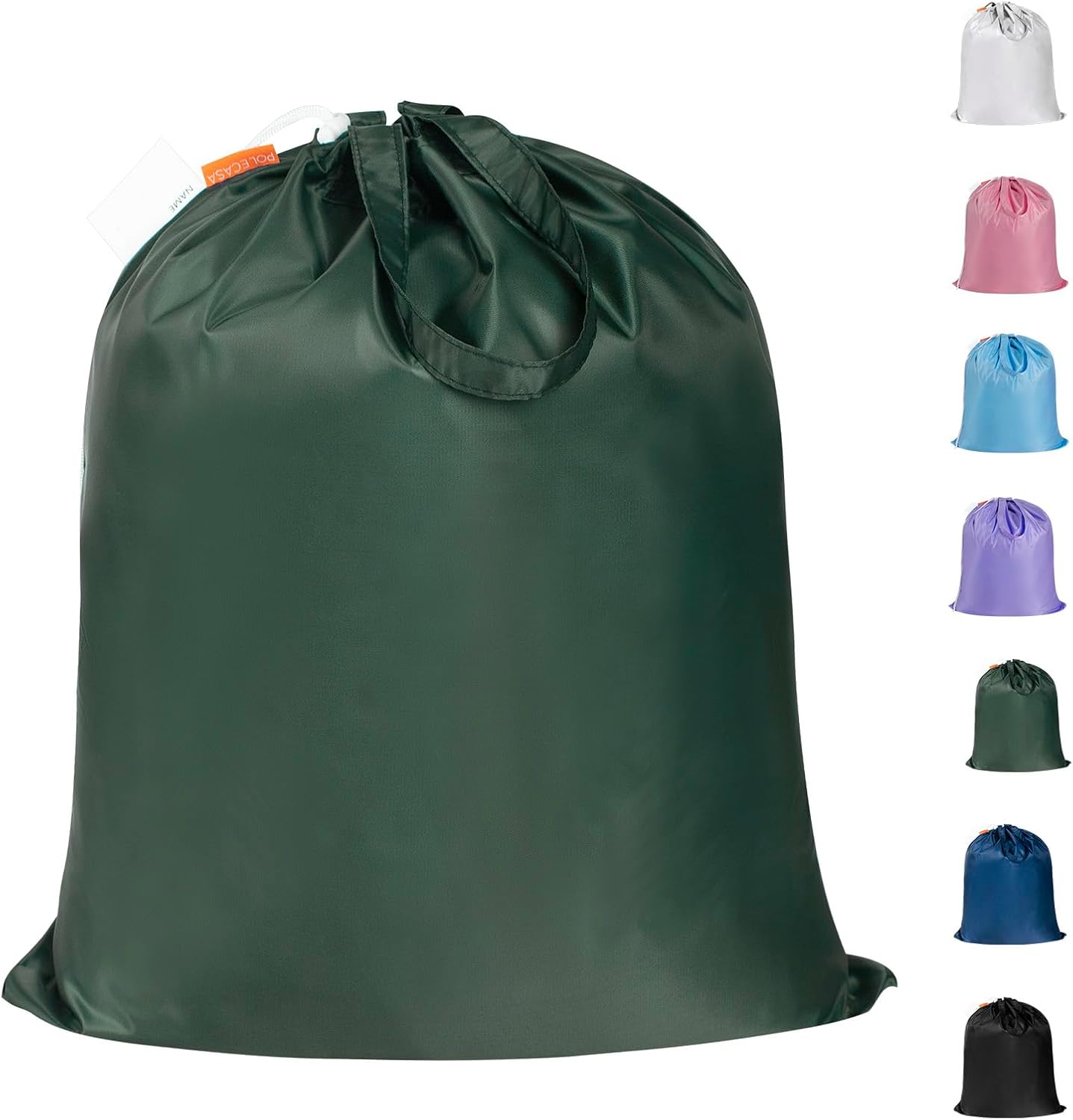 Polecasa Small Heavy Duty Laundry Bag with 130gsm Tear Resistant Fabric and Handles, Easy to Carry Durable Dirty Clothes Drawstring Bag, Perfect for College Dorm, Travel 21”x24”, Green