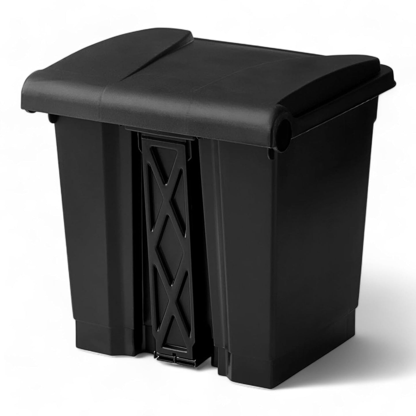 PRO&Family Step-On Trash Can with Lid, Plastic Waste Bin, Foot Pedal Operation (Black, 8 Gallon)
