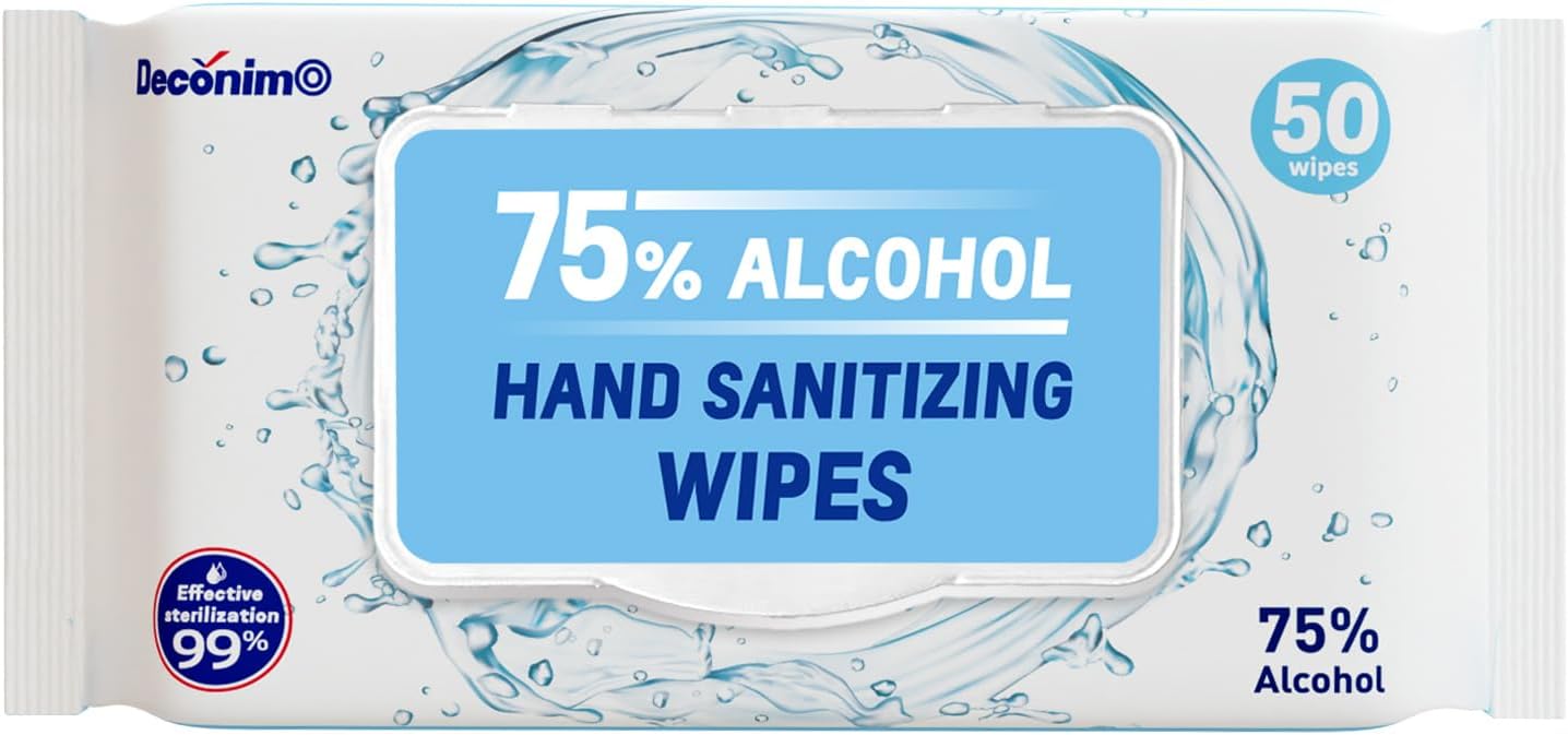 Advanced Large 75% Alcohol Hand Sanitizing Wipes, 4 Packs of 50 (200 Wipes) - Plus 20 Travel Packs - (Each Wipe Size 6" x 8")