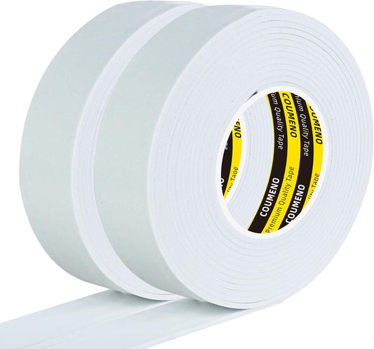 2 Pack EVA Single-Sided Adhesive Foam Tape 1.2inx9.84FT Single-Sided Sealing Strip Foam Pad Sponge Tape Window Weatherproof, Self-Adhesive Insulation Sealing Tape White