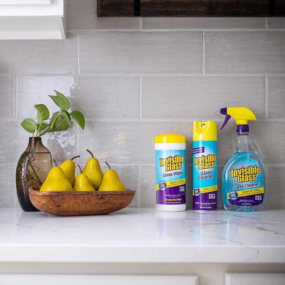 Invisible Glass 91160 Premium Glass and Window Cleaner for Auto and Home Cleans Glass, Windows, Glass Cooktops, Patio Doors, and More, Streak-Free, Ammonia-Free, Tint-Safe, 19 Oz, Pack of 1