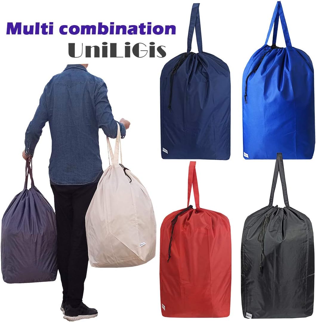 Tear Proof Nylon Laundry Bag with Handles (2 Pack),Travel Laundry Bag with Drawstring Closure,Dirty Clothes Bag Fit Most Laundry Hamper or Basket,27.5x34.5 in,Blue Aqua