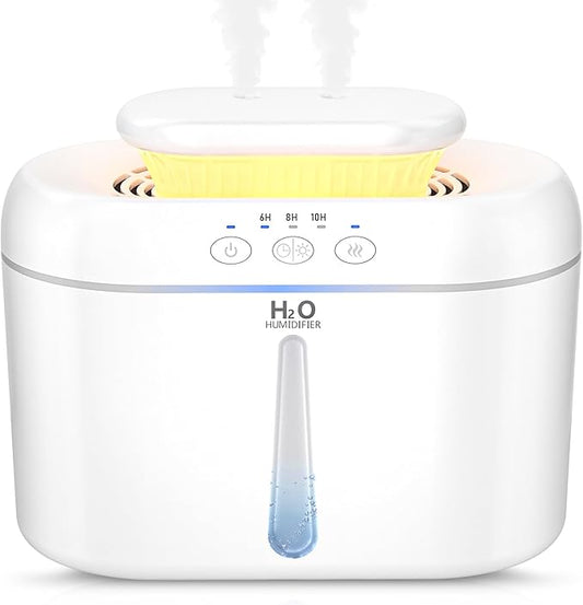 COO Humidifiers for Bedroom, 2L Tank for Large Room, 30 Hour Runtime, 28dB Quiet Cool Mist Humidifier for Home, Baby Nursery, Plants, Indoor, Office, Easy to Fill & Clean,Night Light and Auto Shut-off