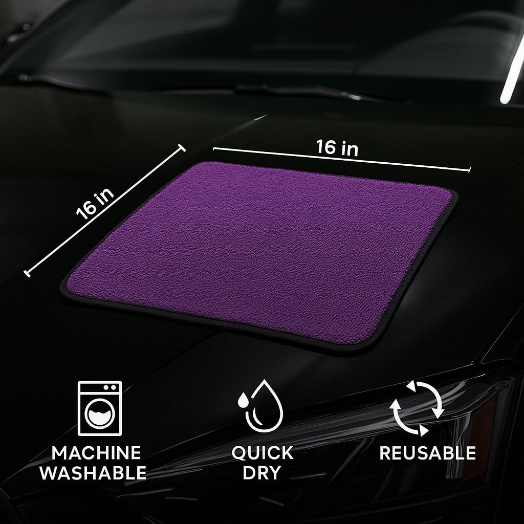 6 Pack Reusable Pak Details Micro Fiber Towels Car Detailing | 16x16 Ultra-Absorbent & Dual-Sided Car Microfiber Towel for Polishing, Wax Removal & Buffing | Lint & Streak-Free | Auto Cleaning Cloths
