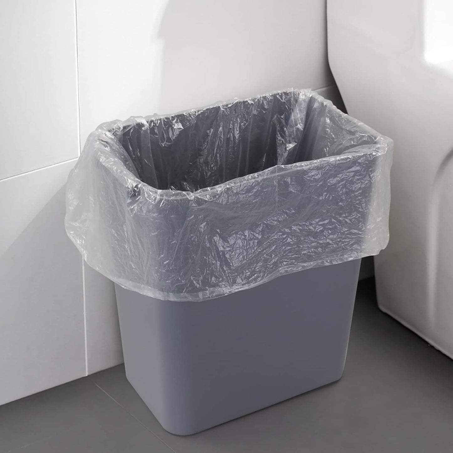 3-Pack Gray 4.5 Gallon Plastic Trash Can Wastebasket, Garbage Container Bin