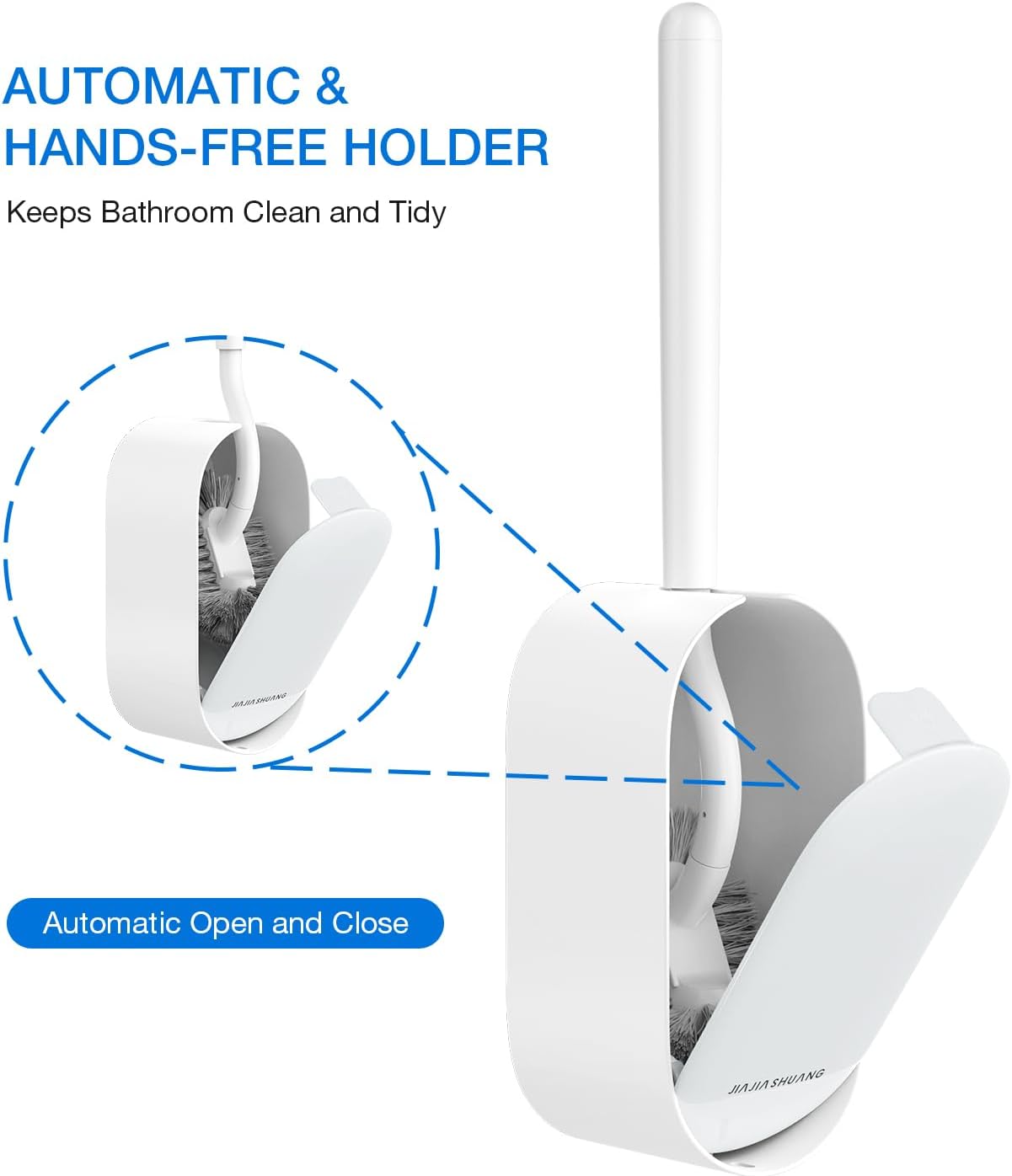 Toilet Bowl Brush and Holder, OSCIOSS Toilet Brush Set with Ergonomic Design, Compact Size, Durable Bristles, RV Toilet Brushes & Holders for Dead Corner Clean, White