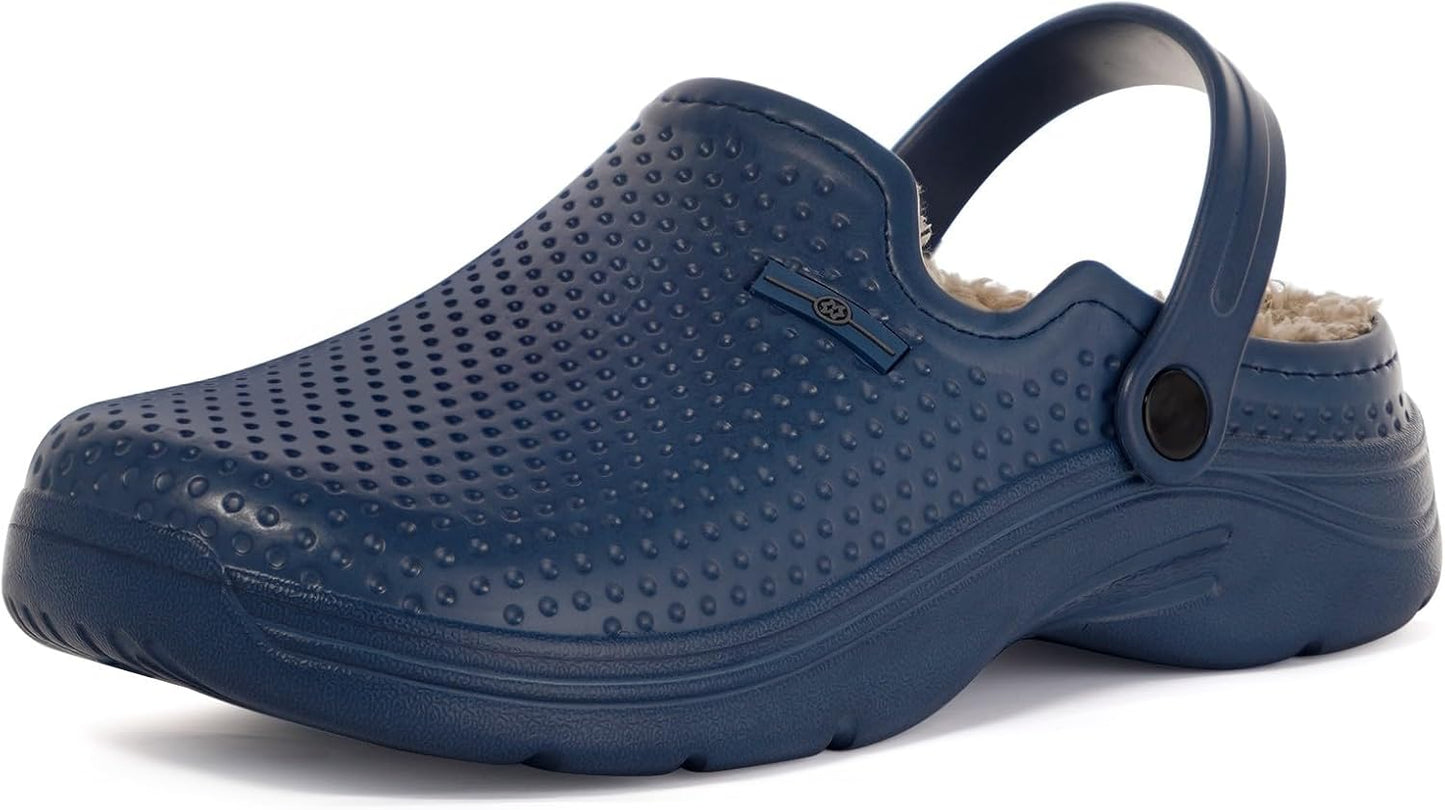 Womens Mens Fur Lined Clogs Waterproof Garden Shoes Winter Warm Fleece Lining Fuzzy House Home Slippers Indoor Outdoor Mules