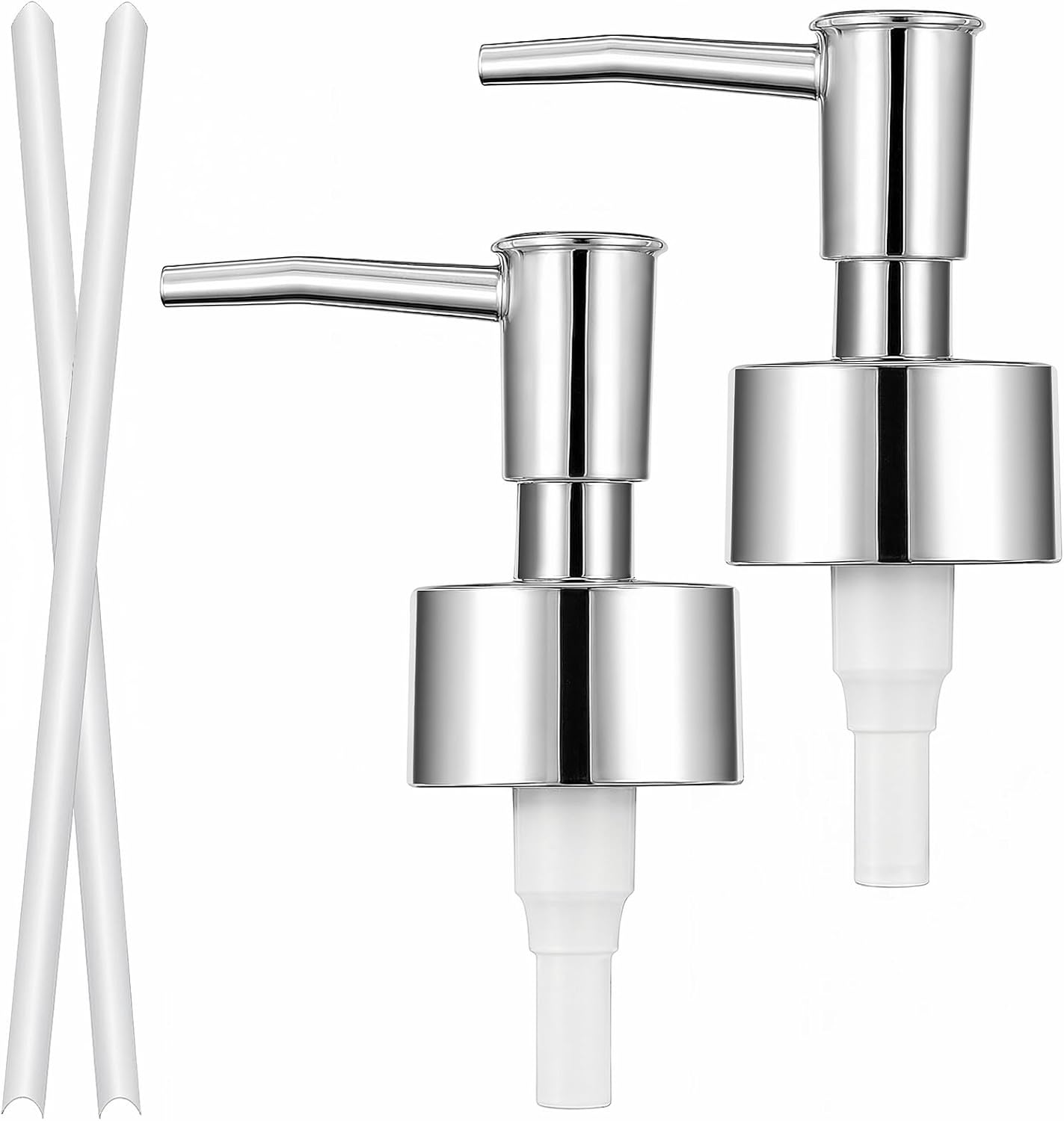 2 Pcs Pumps Lotion Soap Dispenser Replacement Silver Soap Pump Dispenser Head for Liquid Soaps Lotion or Dish Soaps Refill Dispensers for Regular Mouth Plastic Shampoo Bottle