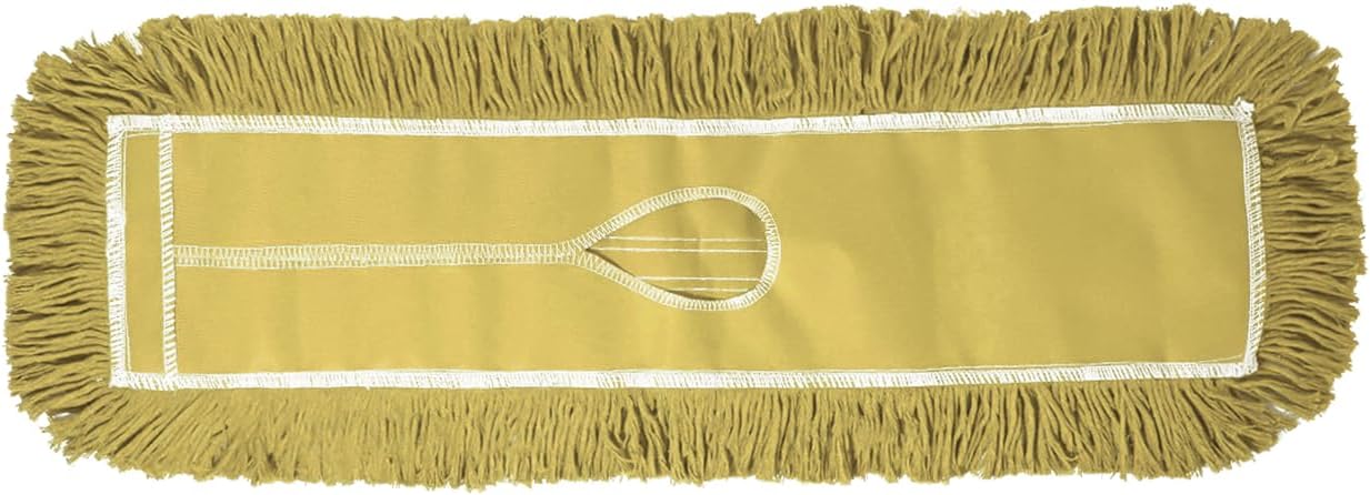 Commercial Dust Mop Replacement Head - 24 x 5 in. Cotton Nylon Reusable Mop Head- Industrial Dust Mop Refill for Floor Cleaning & Janitorial Supplies, Yellow