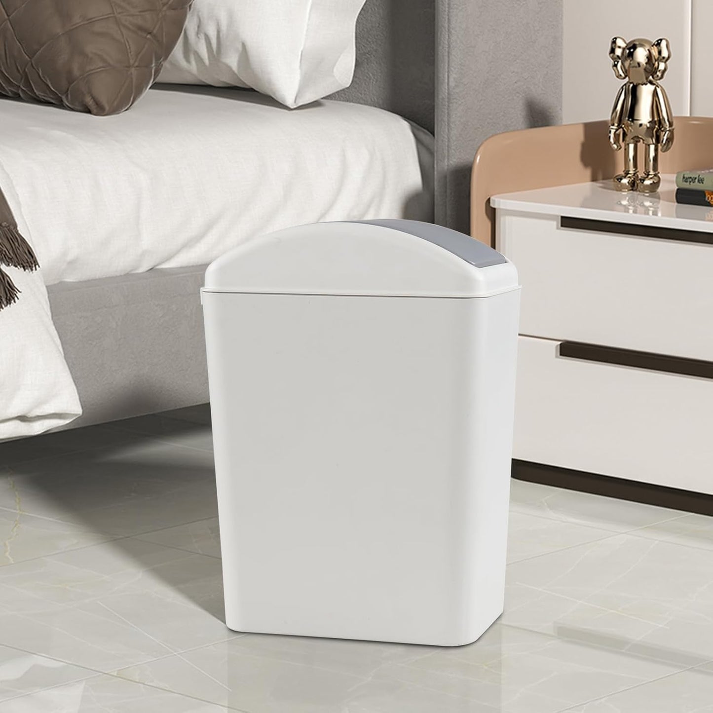 4.5 Gallon Swing Top Garbage Can, Plastic Trash Bin with Lid, 3 Pack