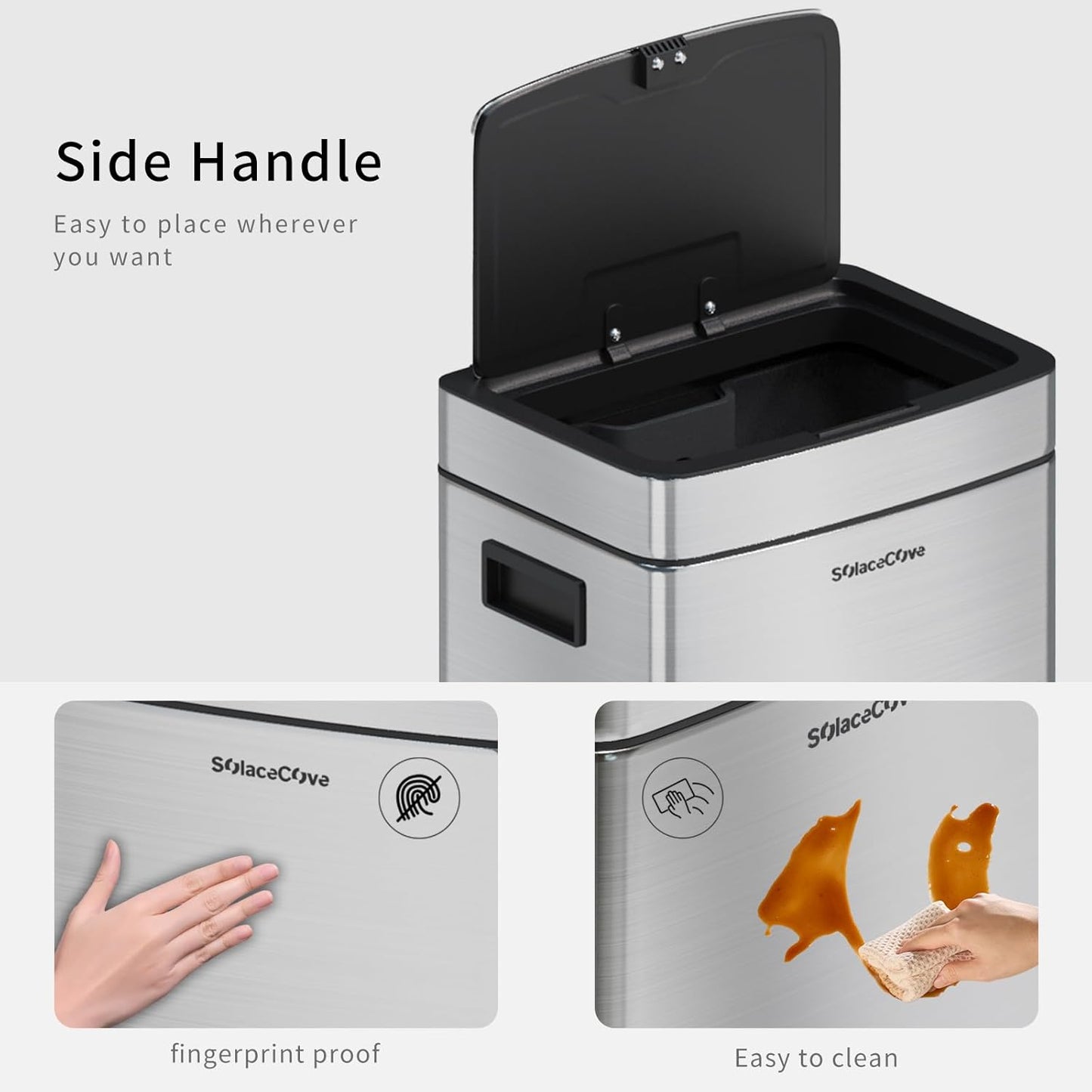 8 Gallon Stainless Steel Garbage Can with Removable Inner Bucket,30L Kitchen Trash Can with Press Top Lid(Brushed Gray)