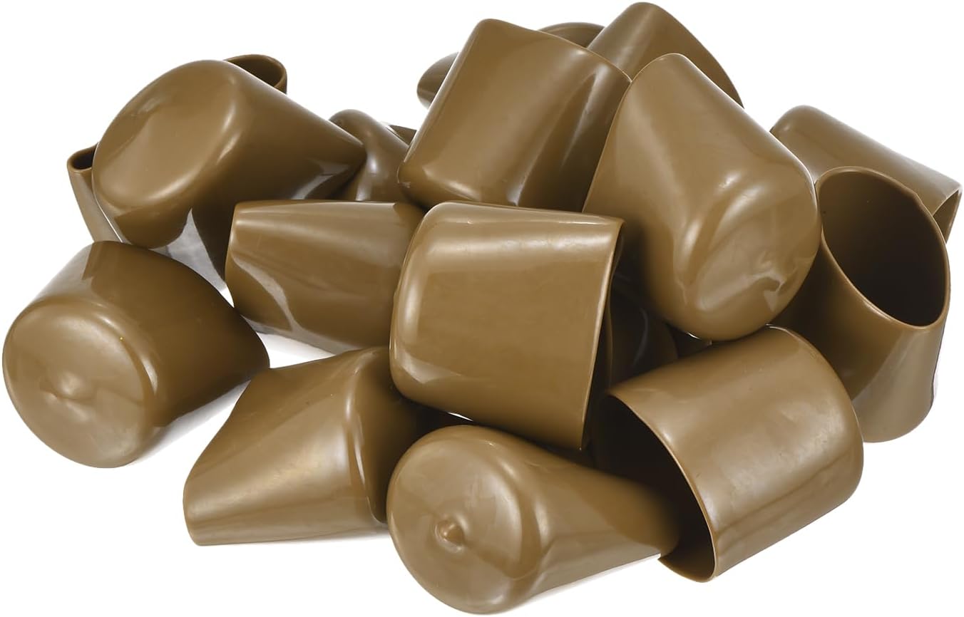 uxcell 20pcs Rubber End Caps 38mm(1 1/2") ID Vinyl PVC Round Tube Bolt Cap Cover Screw Thread Protectors Light Brown