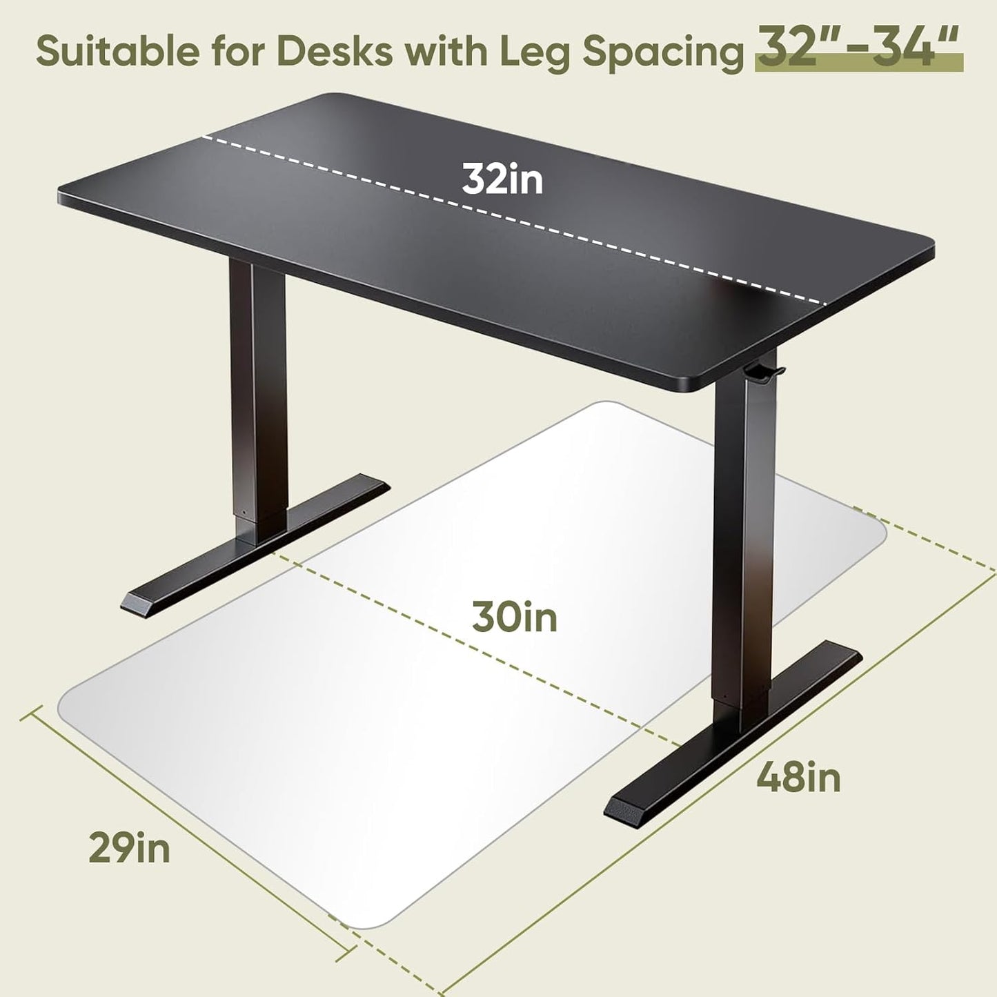 Office Chair Mat for Carpet & Hardwood, Upgraded 29" x 48" Dual Use Tempered Glass Chair Mat for Chair and Footrest Under Desk