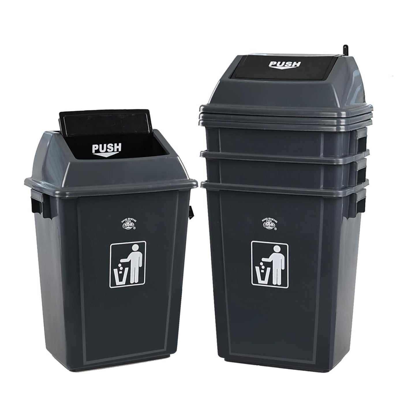 4 Packs 13 Gallon Commercial Heavy-Duty Trash/Garbage Can, Swing Lid Waste Container for Home/Garage/Kitchen/Outdoor/Driveway