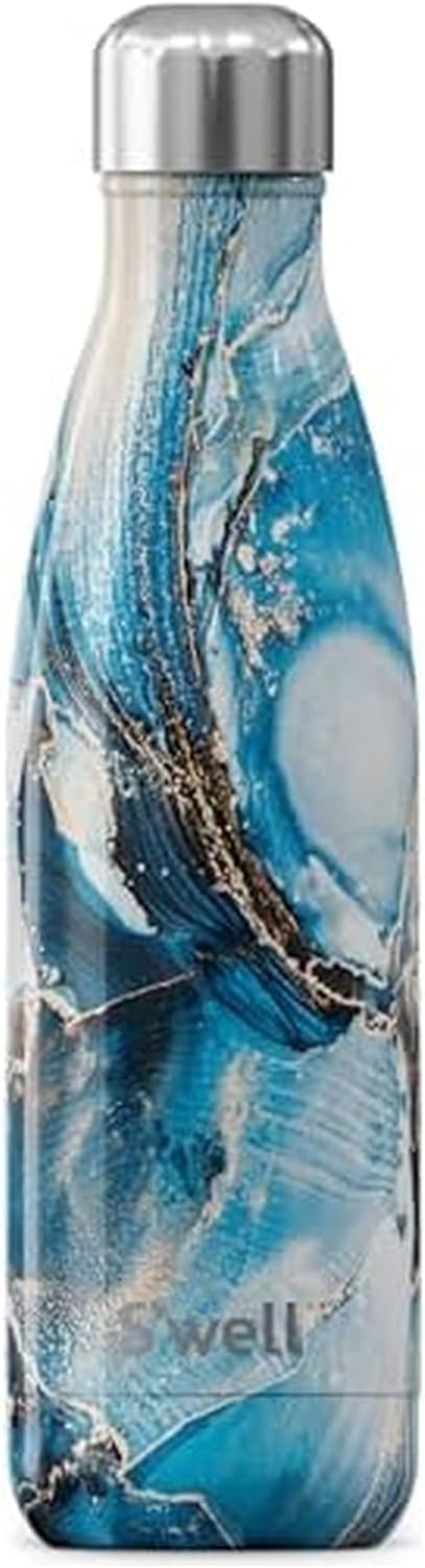 S'well Stainless Steel Water Bottle, 17oz, Ocean Marble, Triple Layered Vacuum Insulated Containers Keeps Drinks Cold for 36 Hours and Hot for 18, BPA Free, Perfect for On the Go