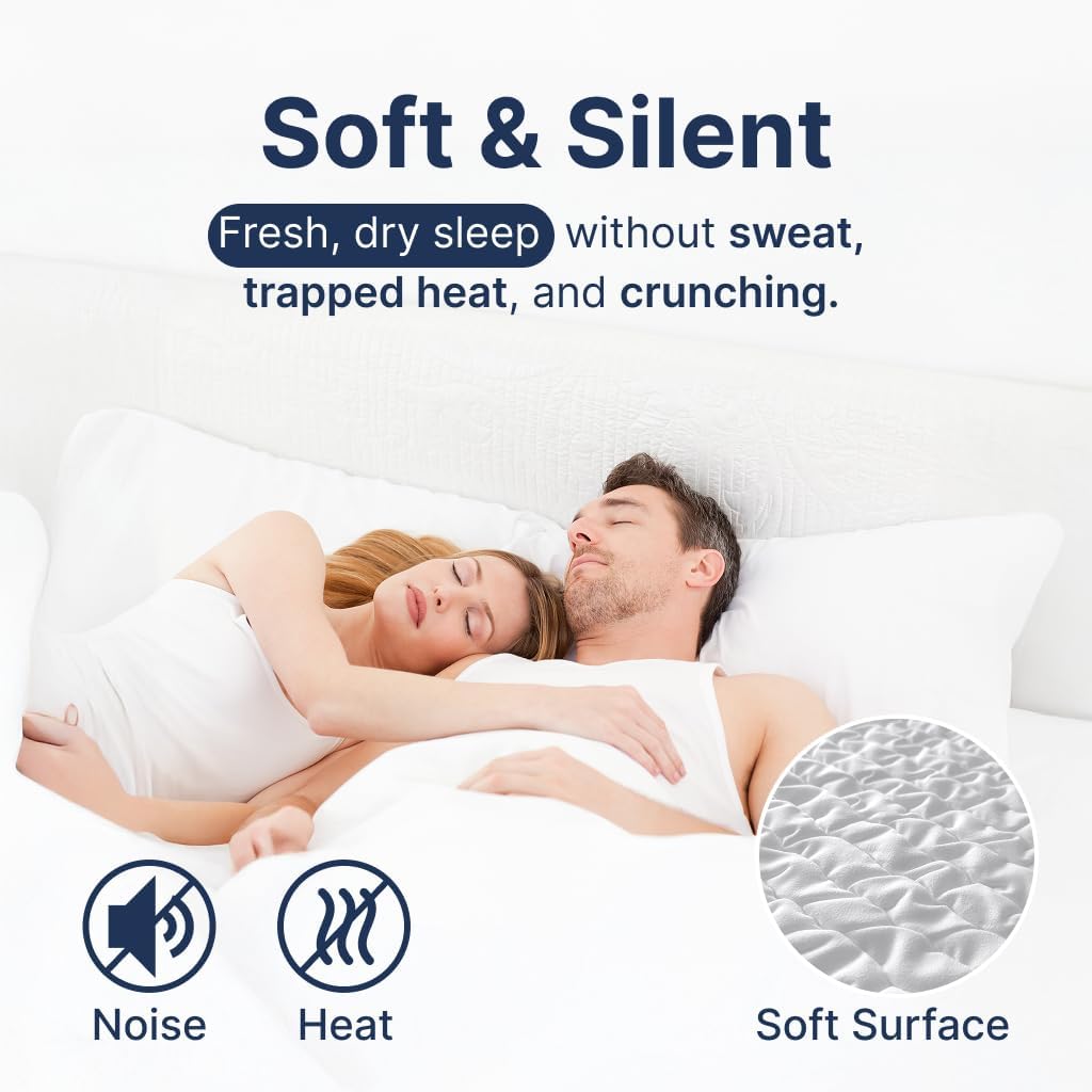 PAULATO BY GA.I.CO Queen Waterproof Mattress Protector – Mattress Cover for Queen Size Bed – Soft Noiseless Hypoallergenic Machine Washable – Waterproof Protector with Deep Elastic Skirt