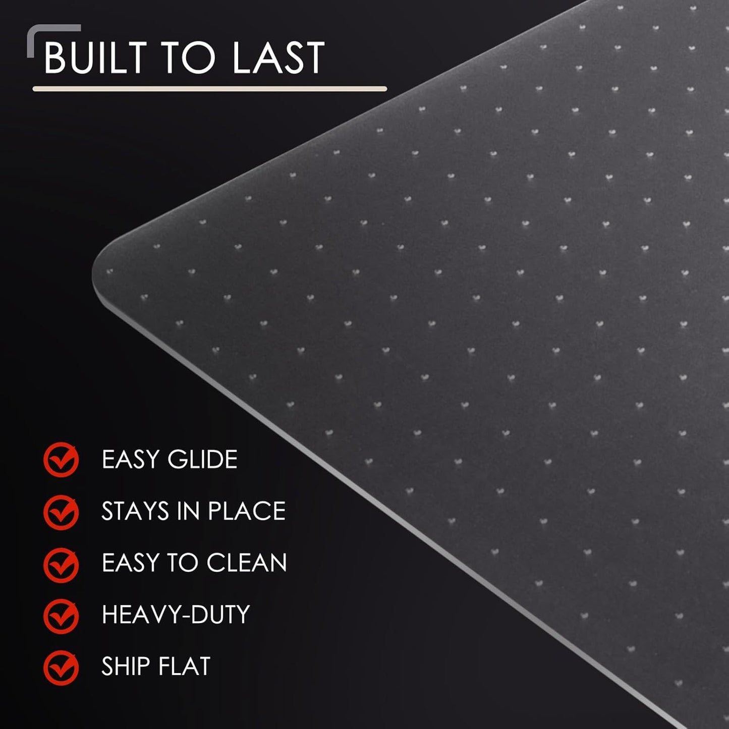 Kuyal Office Chair Mat for Carpet, 36x48 Clear Heavy Duty Computer Chair Mat, Under Desk Protector Carpeted Floors Mat, Easy Chair Movement,Ship Flat