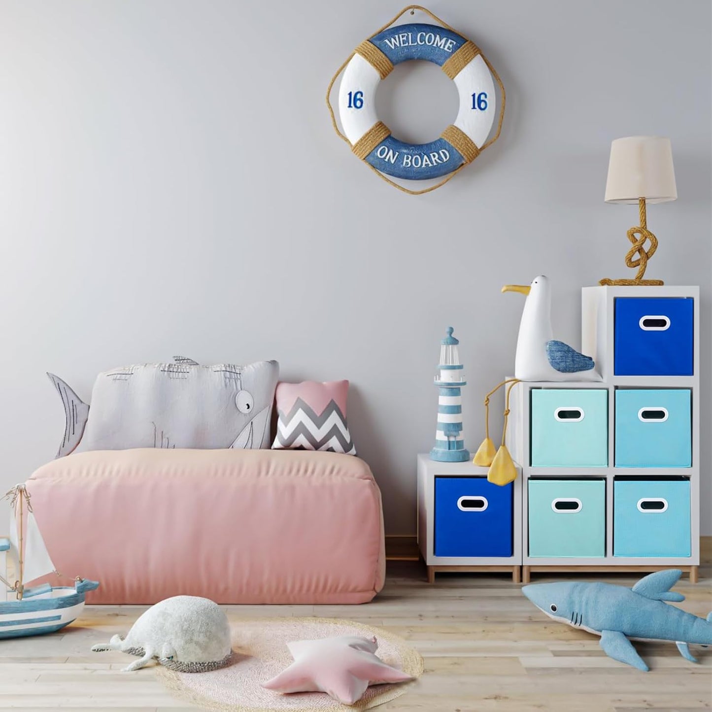 Stero Fabric Storage Cubes Bins, 13 inch Fun Colored Foldable Storage Baskets with Dual Plastic Handle for Home, Kids Room, Closet and Toys Organization, Multi Colored, Set of 6