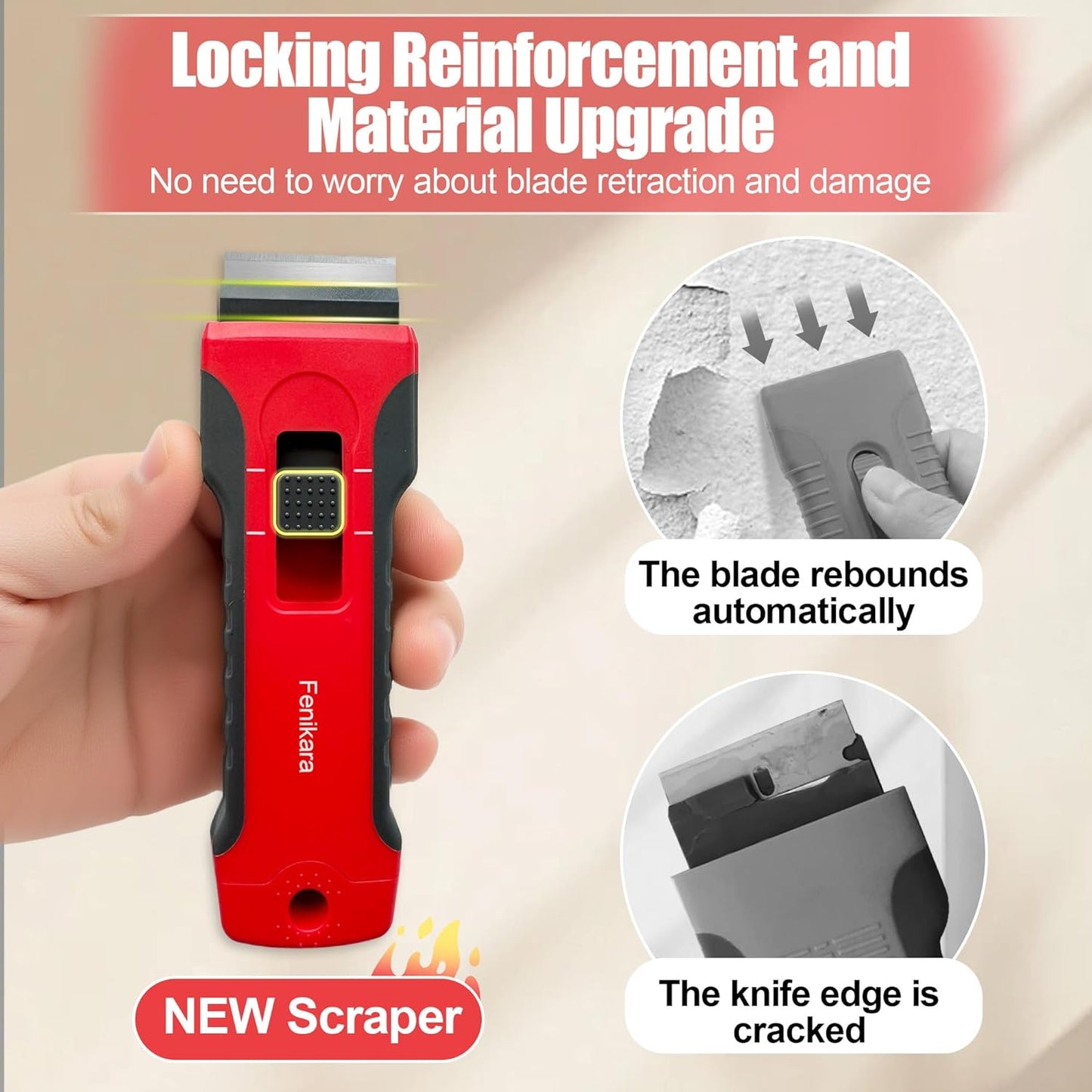 Upgraded Extractable & Magnetic Razor Blade Scraper Tool, 2 Pack Razor Scraper Set with 10 Extra Blades, Scraper tool with Buit-In Blade Storage, Cleaning Scraper Tool, Cooktop, Paint, Glass Scraper