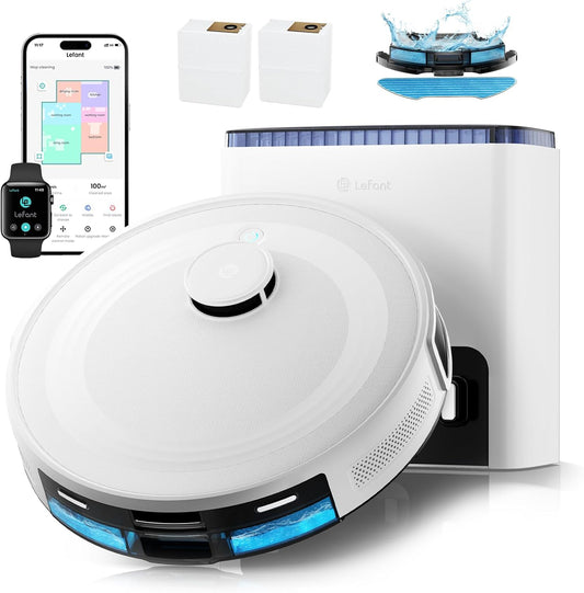 Lefant M2L Plus LiDAR Robot Vacuum and Mop, 190° PSD Obstacle Avoidance, 6000Pa Strong Suction, 45-Day Capacity, Multi-Floor Mapping, 130 Min Runtime, WiFi/Alexa/APP/iWatch