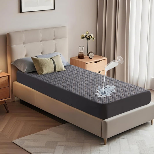 Waterproof Mattress Protector, Twin XL Size Mattress Pad Fitted 6-15" Deep Pocket, 3D Air Fabric Breathable Bed Mattress Cover Noiseless Washable for College Dorm(Carbon Gray)