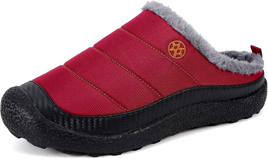 Womens Mens House Slippers Slip on Snow Winter Warm Fully Fur Lined Slippers Indoor Outdoor Shoes