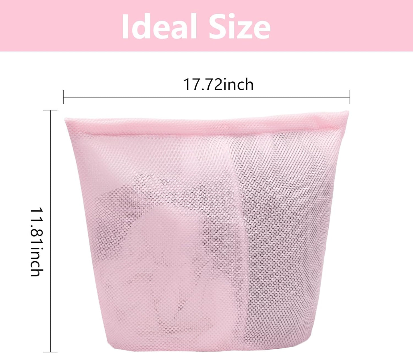 2 Pcs laundry bag with handles mesh laundry bags washing machine laundry totes travel storage and sorting bag for Clothes laundry bag for delicates(Pink2N)