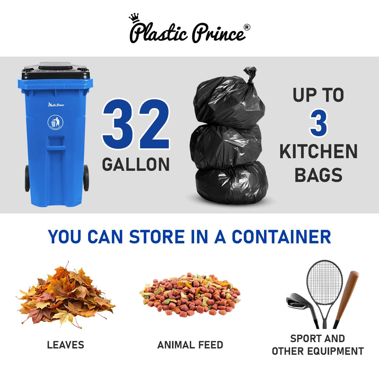 32 Gallon Trash Can Outdoor Recycling Bin with Lid and Wheels Heavy Duty Rolling Garbage Can with Lid Blue Recycle Bin with Wheels for Warehouses Hospitals Restaurants, Pack of 2