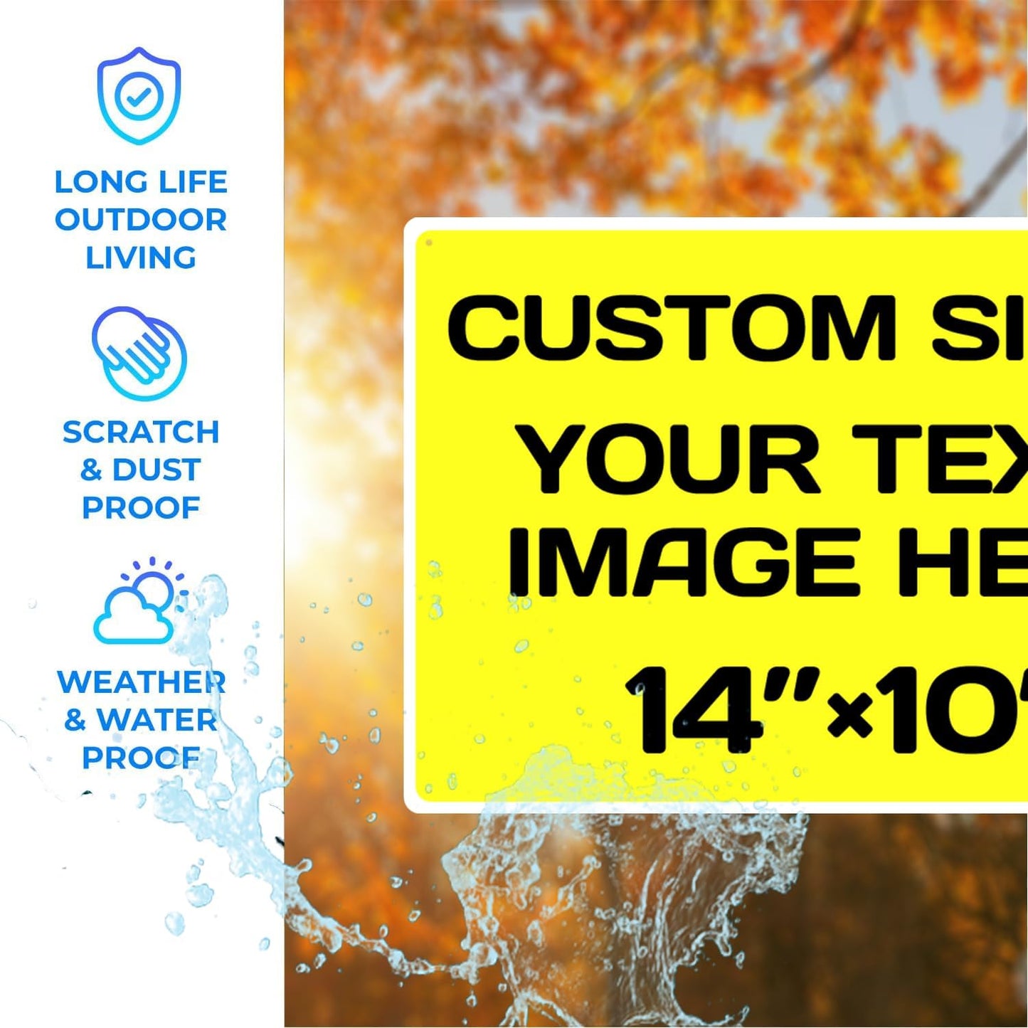 Repaly Personalized signs,Aluminum Weatherproof Metal Sign Multiple Sizes Custom Personalized Text And picture Here,hazard sign,garden sign,custom door sign,Customised business signs Yellow 14×10