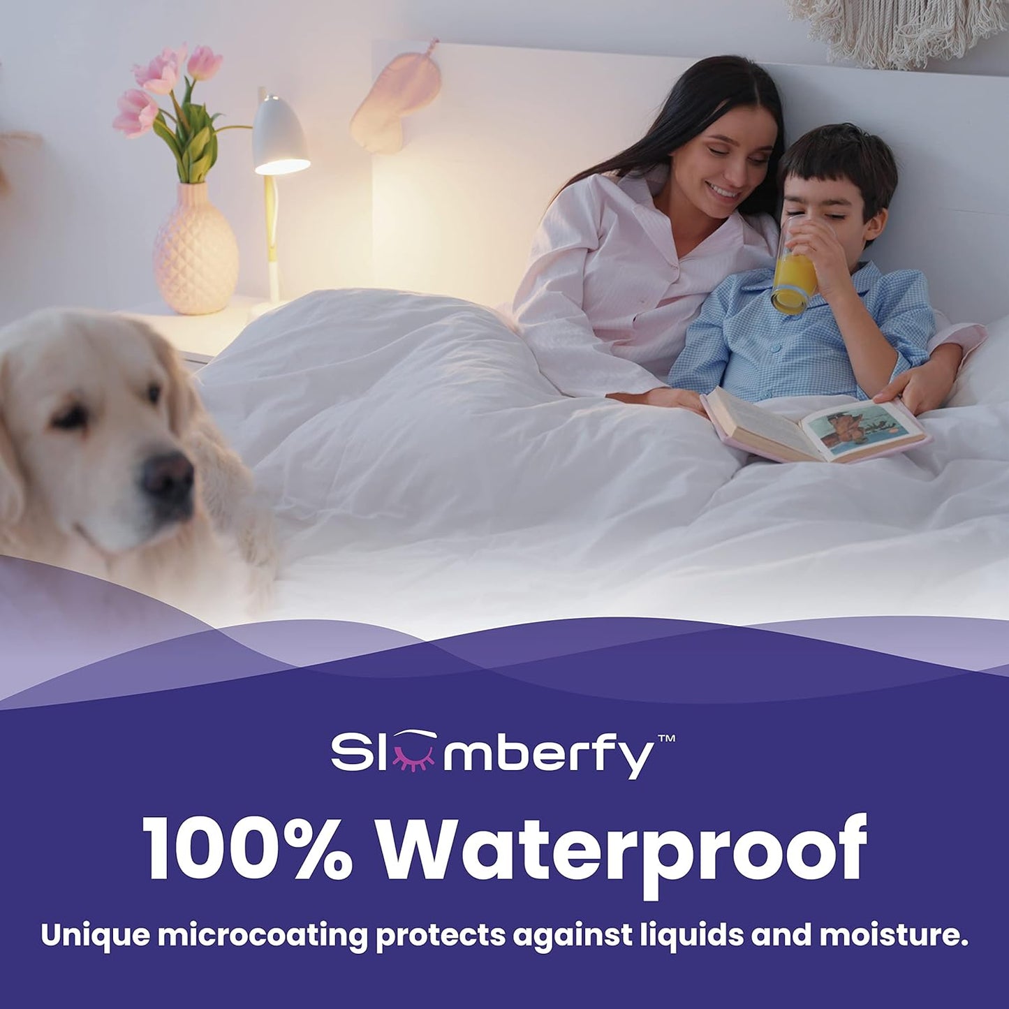 Slumberfy Twin XL Cooling Hypoallergenic Mattress Protector, 39x80 in, White, Noiseless, Washable