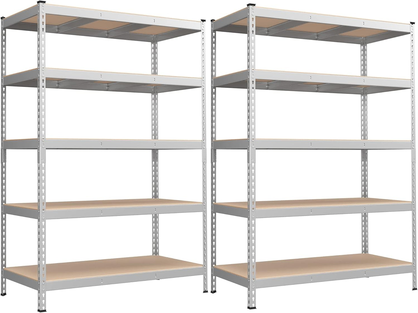 SONGMICS 5-Tier Storage Shelves, Load 2310 lb, Set of 2 Garage Storage, Boltless Assembly, Adjustable Shelving Unit, 23.6 x 47.2 x 70.9 Inches, for Study Shed Basement, Silver UGLR600E02