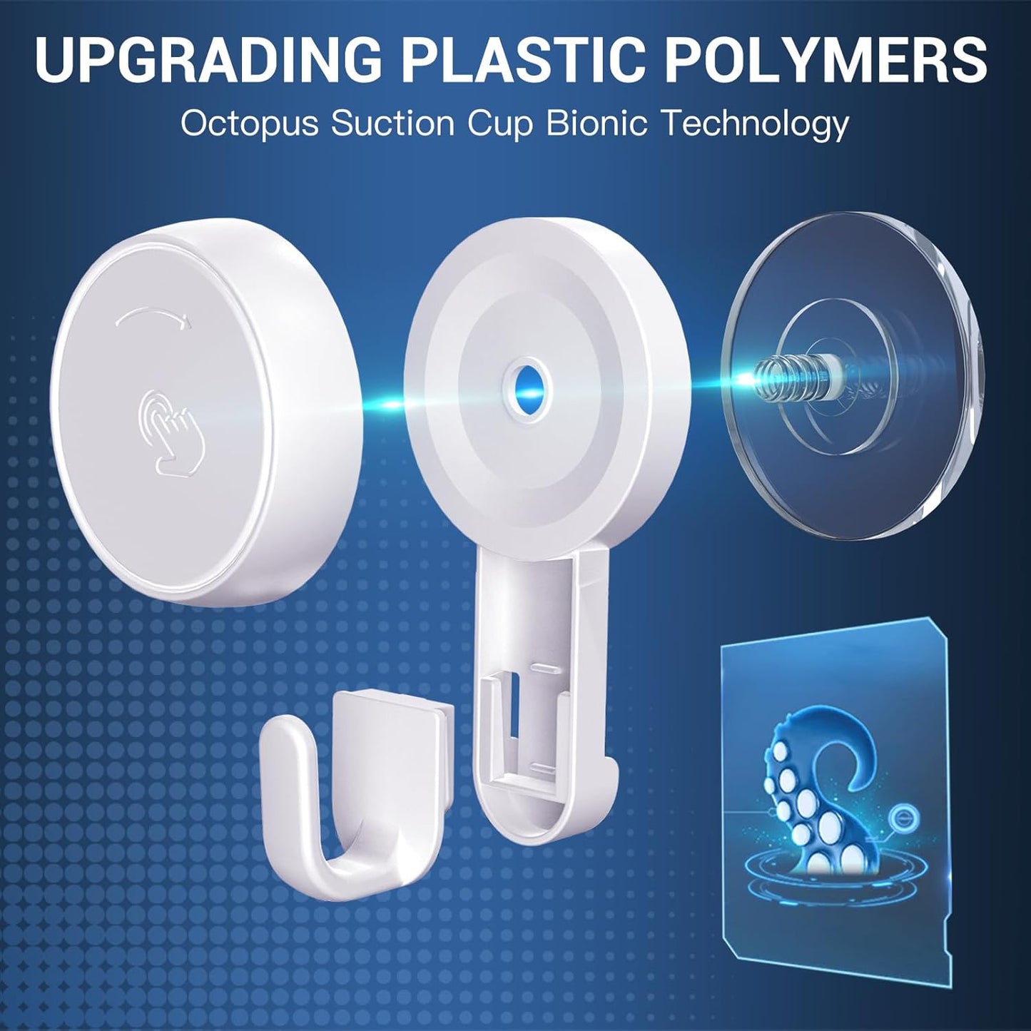 LUXEAR Suction Cup Hooks Reusable Suction Hooks for Shower Wall Vacuum Bathroom Suction Holder Removable Window Glass Door Suction Hanger for Bathroom Kitchen Heavy Duty Hook for Wreath (4 Pack)