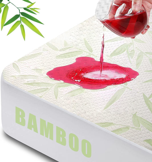King Mattress Protector Waterproof Mattress Pad Washable Bamboo Rayon Mattress Cover Breathable Noiseless Bed Protector 5" - 21'' Elastic Fitted Deep Pocket