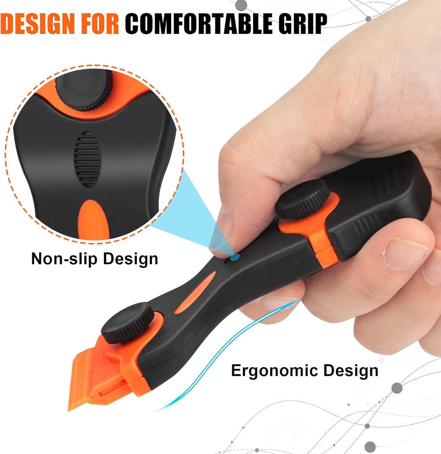 6 Pack Razor Blade Scraper Tool, Razor Scraper, Paint Scraper for Cleaning, With Extra 40Pcs Blade Scraper, For Cooktop, Wall, Floor, Glass Cleaning Scraper