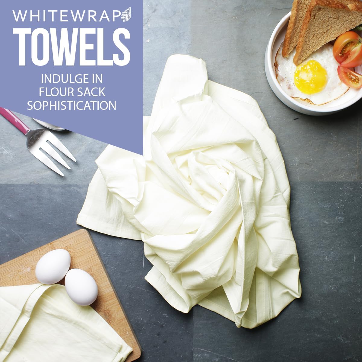 WHITEWRAP Flour Sack Towels| Tea Towel for Crafts| Kitchen Dish Cotton Blank Towel for Embroidery|Baking Bread Proofing Linen Cover| Thick Absorbent Quick Dry|12Pack 28"x28" Natural