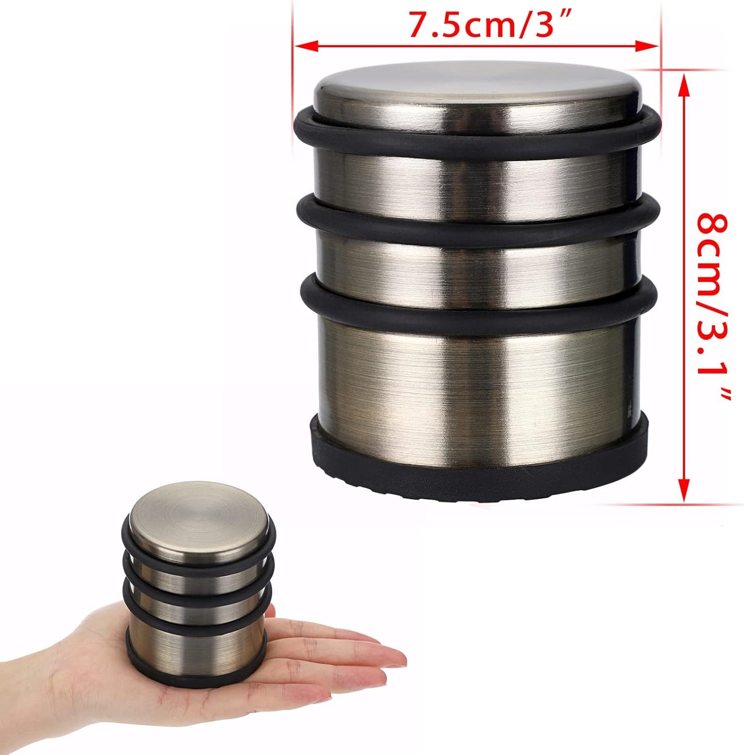 Sumnacon Heavy Duty Floor Door Stopper No Drill - Durability Stainless Steel Door Stop with Anti-Skid Rubber - Decorative Safety Doorstop for Home Office Commercial Industrial Decor, Bronze